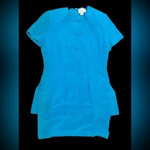 90’s Elegant Teal Blue Business Suit